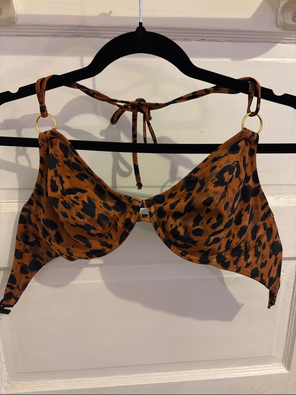 Freya Leopard Print Triangle Bikini Top - Brown & Black